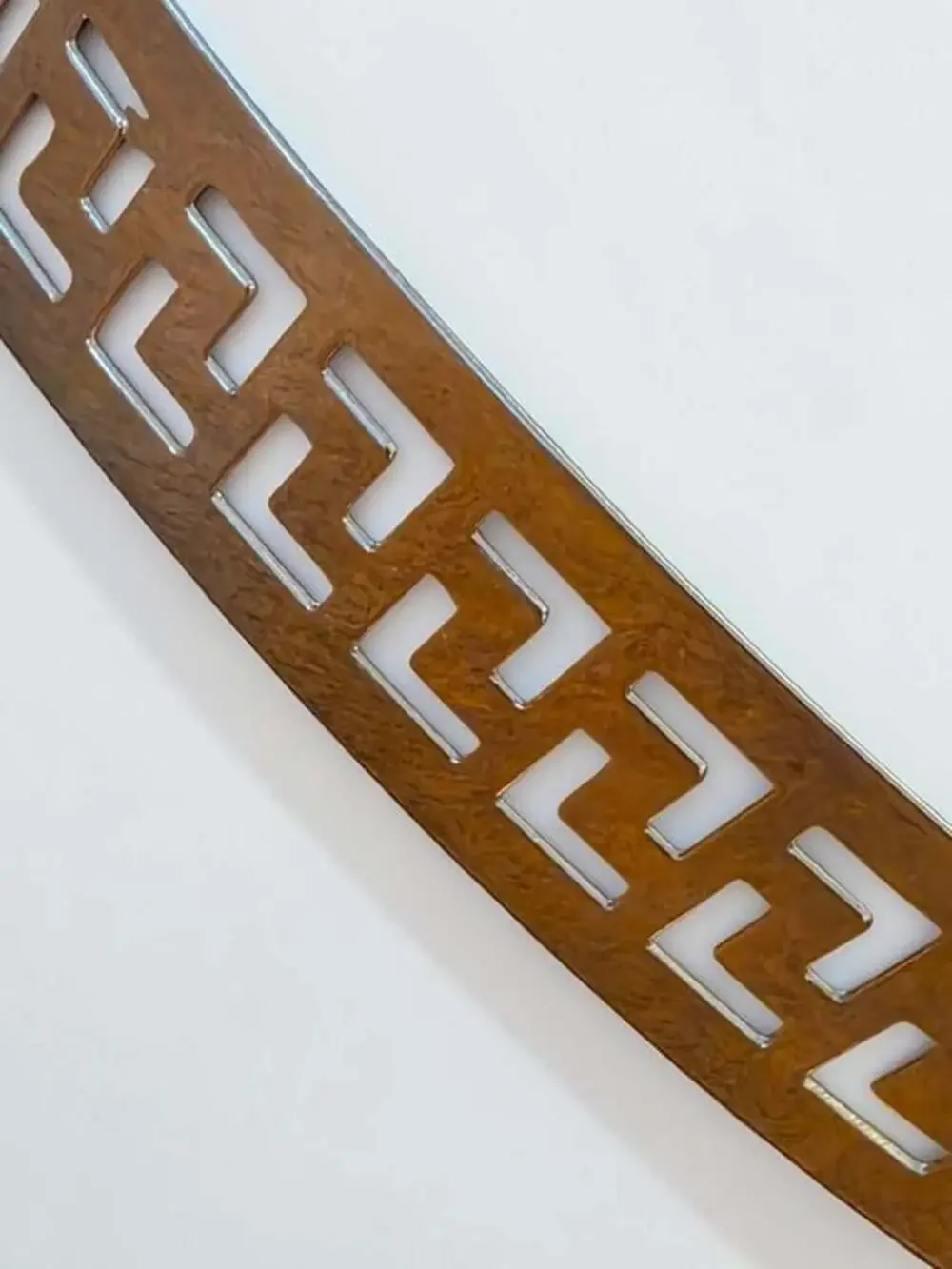 Lynne Gold Tone Metal Greek Key Cutout Waist Belt Adjustable Chain Link